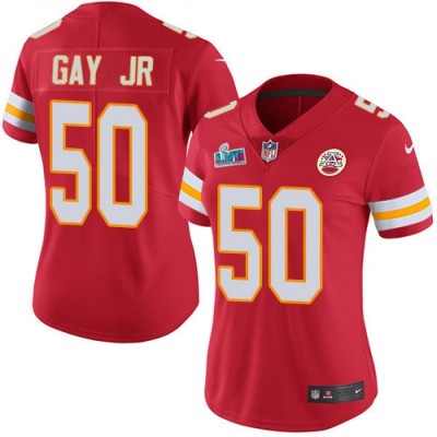 Nike Kansas City Chiefs #50 Willie Gay Jr. Red Team Color Super Bowl LVII Patch Women's Stitched NFL Vapor Untouchable Limited Jersey